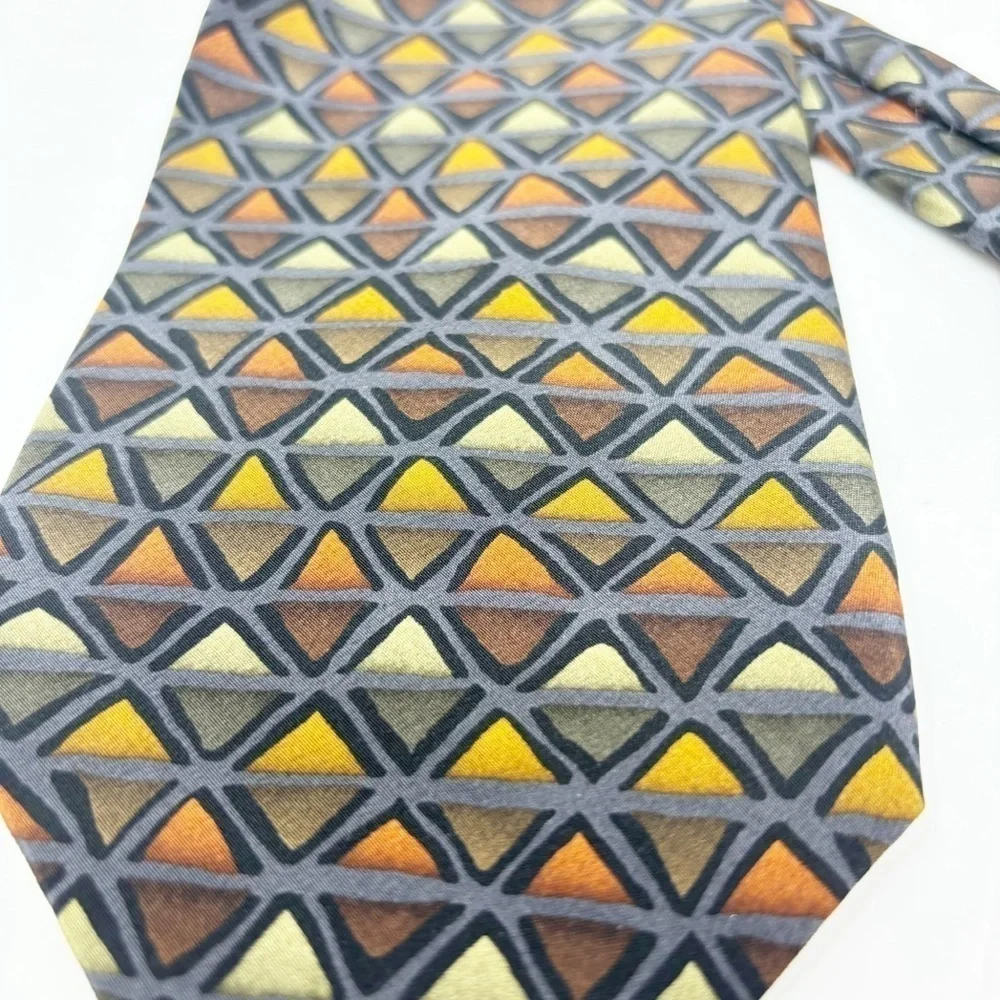 GRATEFUL DEAD Men’s Gray Gold Geometric Tie DUPREE’S DIAMOND Fifth Set 1996 USA